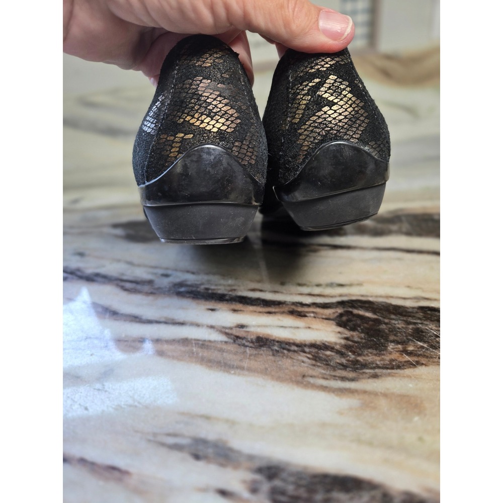Dansko Womens 38 Bronze Black Snakeskin Leather Slip On Loafers Low Wedge‎ - Picture 5 of 9